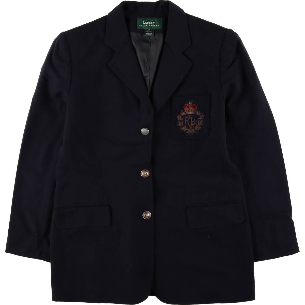古着 ラルフローレン Ralph Lauren LAUREN ローレン 紺ブレザー テーラードジャケット レディースL相当 eaa583815