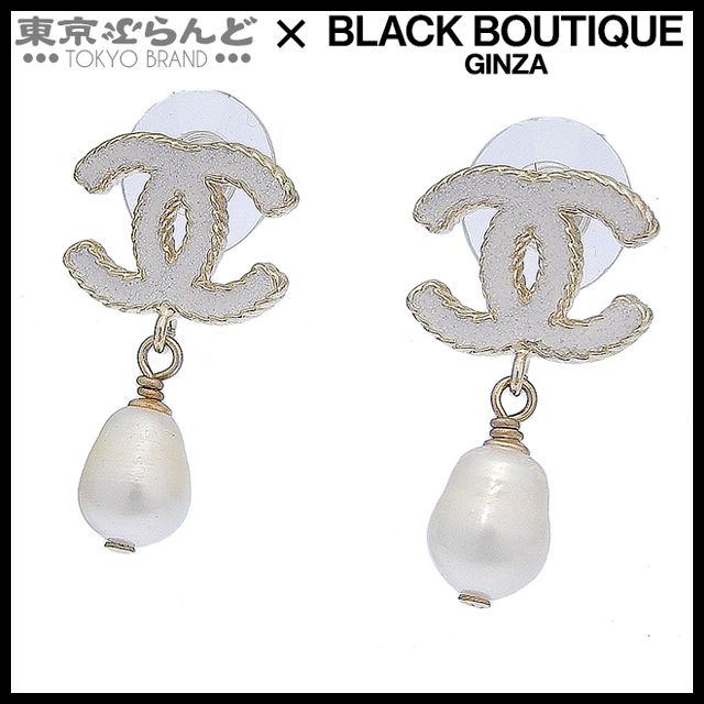 シャネル CHANEL ココマーク ホワイト ピアス B12P シャンパン メタル フェイクパール ピアス レディース 101787014