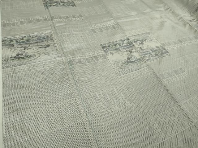 平和屋着物□極上 都喜ヱ門 本場大島紬 白大島 手絣 龍安寺石庭 藤絹