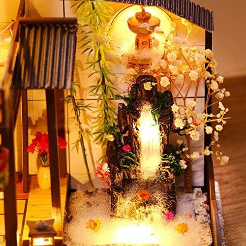 クリスマスプレゼント用のダストカバー付きDIYドールハウスキットミニチュア家具