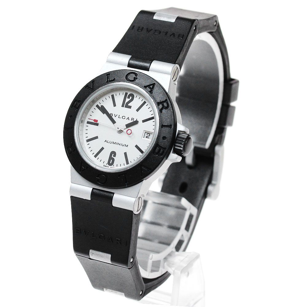 ブルガリ アルミニウム デイト クォーツ レディース AL29TA シルバー文字盤 未稼働品 保存箱付き BVLGARI QT031-1 ベルト訳あり ブルガリ BVLGARI AL29TA アルミニウム デイト クォーツ