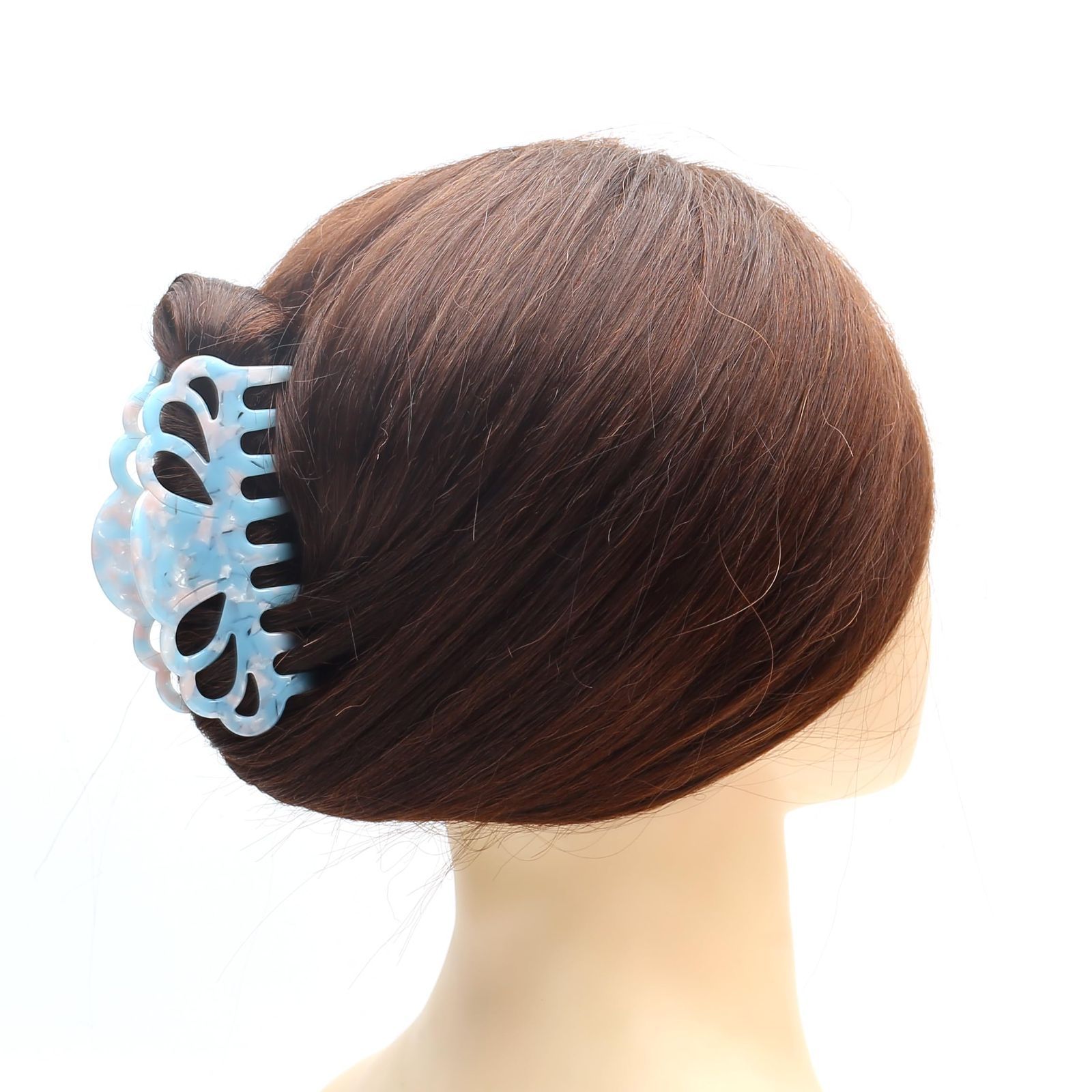 バンスクリップ しっかりとまる ブルー ヘア クリップ 髪留め レディース ヘアクリップ 韓国 大きめ 1本 QinGoo 10 cm Blue