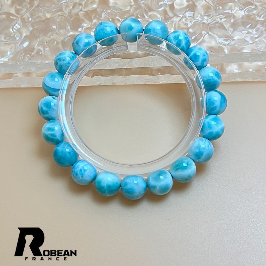 夢色 EU製 定価20万円 ROBEAN ドミニカ共和国産のラリマー ペクトライト パワーストーン ブレスレット 天然石 開運 金運 プレゼント 約9.7-9.8mm K0730149