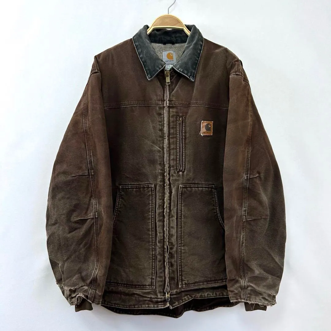 雰囲気◎カーハート【L】サンドストーン リッジコート ダックジャケット フェード Carhartt サンドストーンリッジコート ジャケット企業刺繍ロゴ S