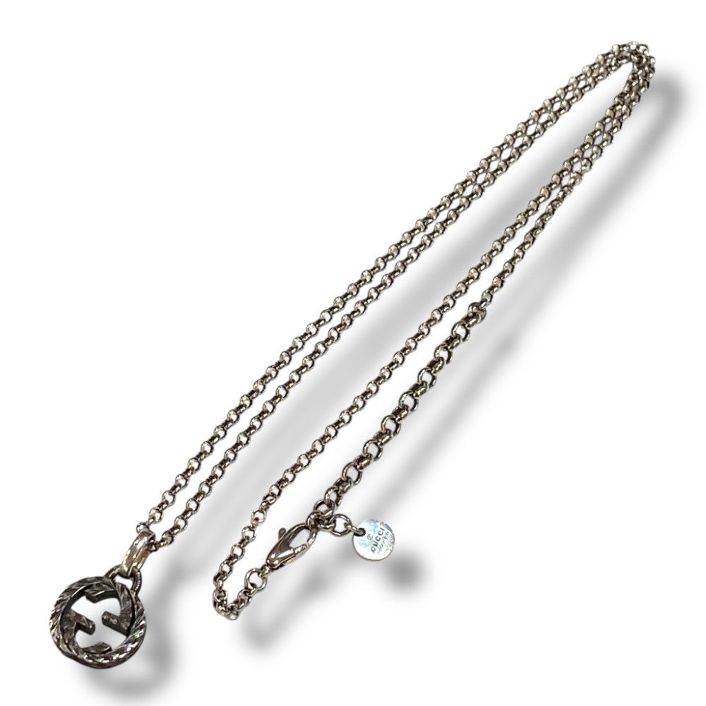 GUCCI トップ インターロッキング G ネックレス シルバー 1382FI