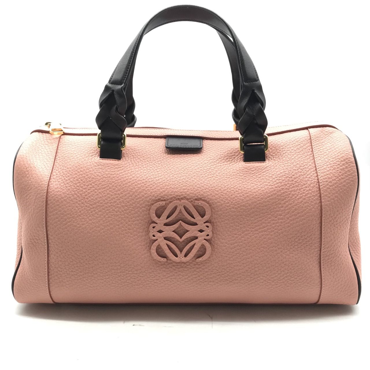LOEWE ロエベ アナグラム レザー ボストン ハンド バッグ ピンク 良品 