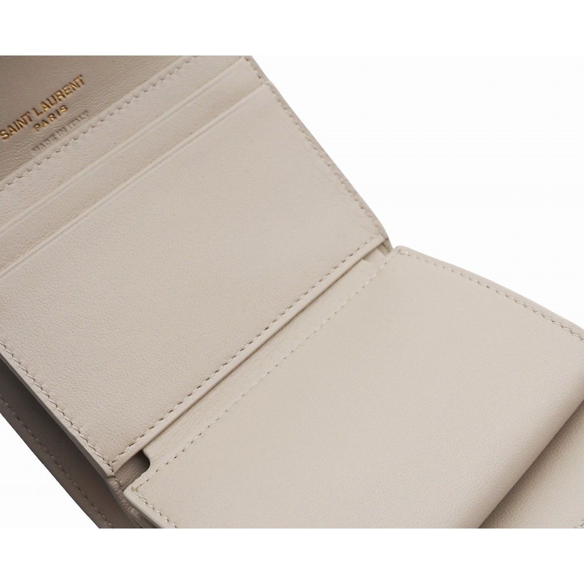 最新のデザイン サンローラン 三つ折り財布 三つ折り財布 レッド レッド レザー/ゴールド金具 レザー/ゴールド レディース