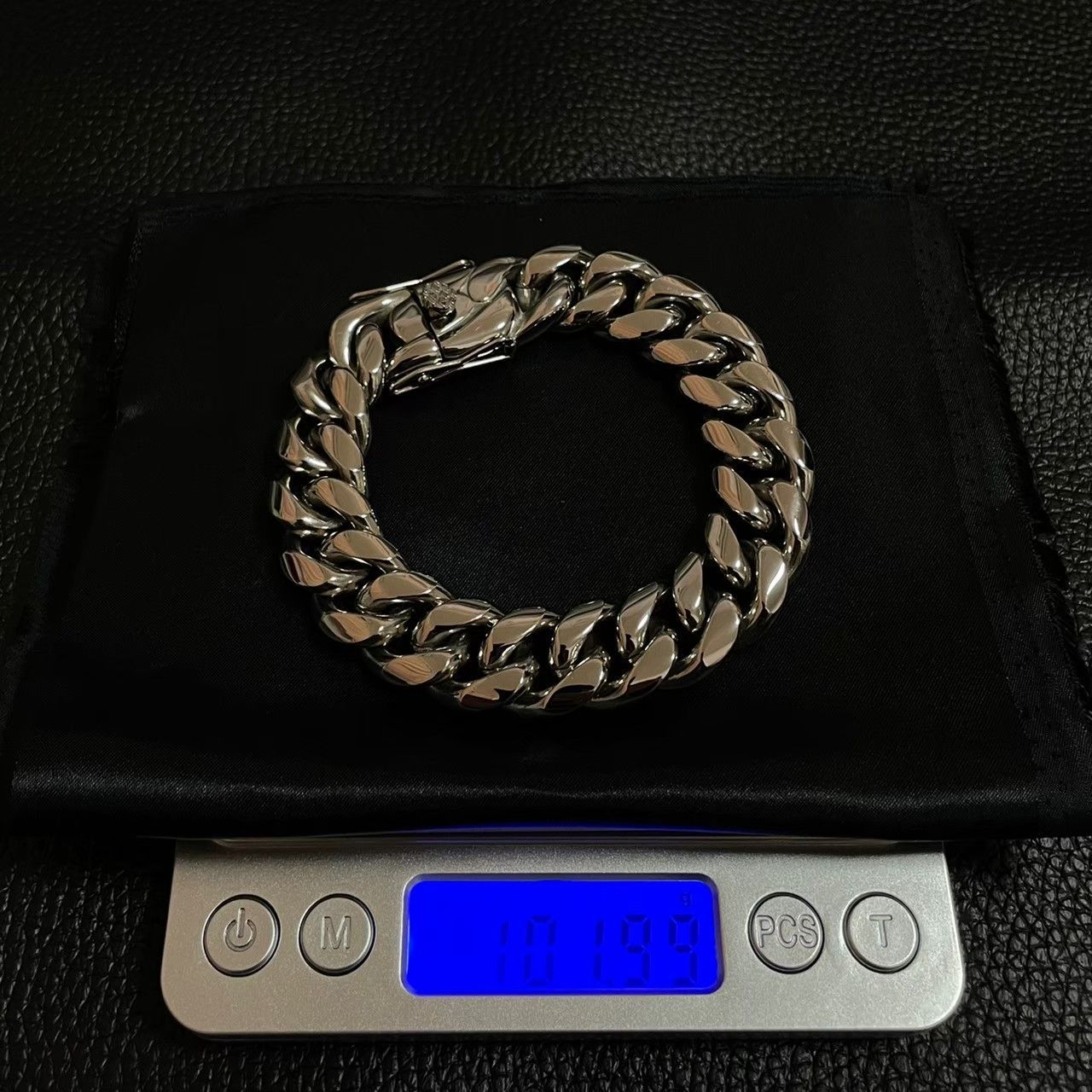 美品 特別製 シルバー925 喜平 マイアミ チェーン メンズブレスレット 