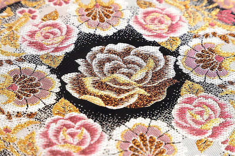 振袖 着物 中古 正絹 薔薇模様 蝶 地模様 七宝繋ぎ 緑色 多色 金 身丈171cm 裄68cm L トール きもの北條 A1085-1 振袖 着物 中古 正絹 花模様 薔薇 バラ 銀通し 深緑色 多色 金銀 身丈