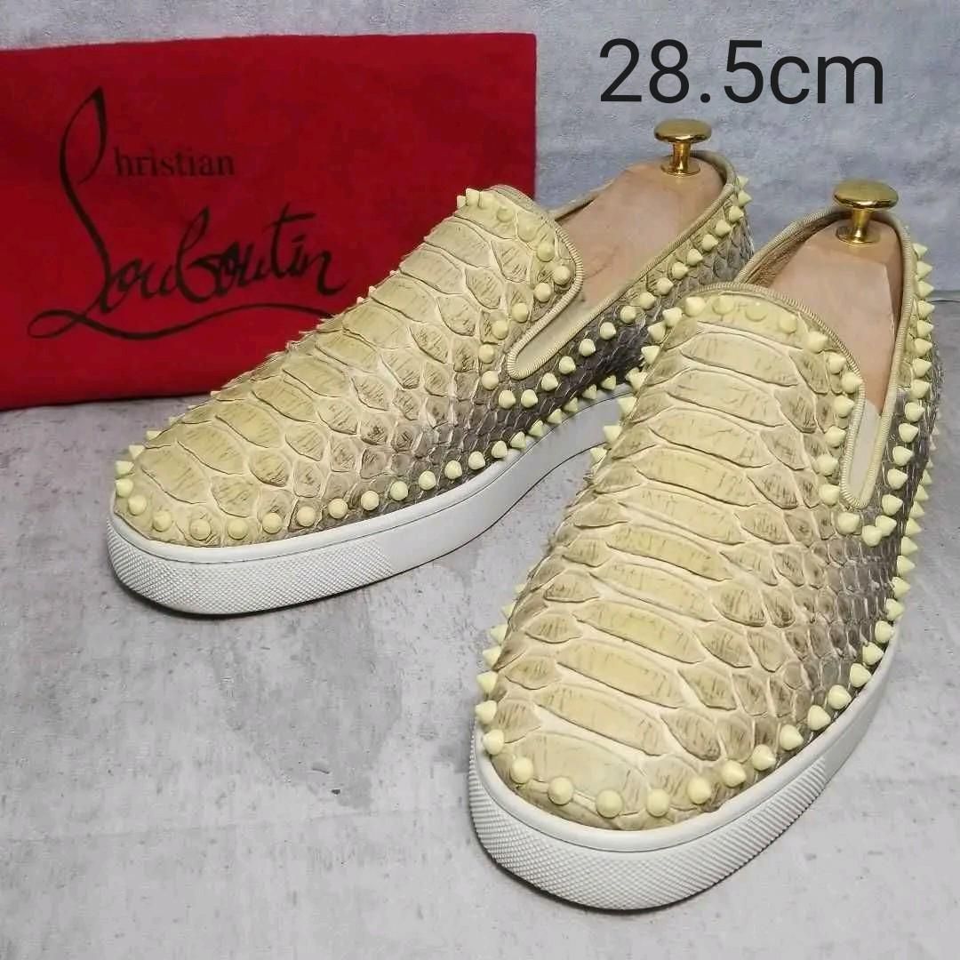 Christian Louboutin スタッズスリッポン ブラウン 44（Christian 