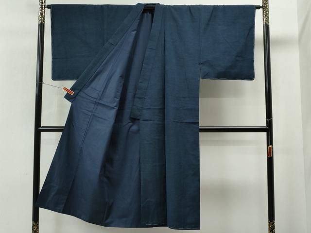 平和屋着物○男性 髭紬・羽織セット 色無地 留紺色 正絹 逸品 未使用