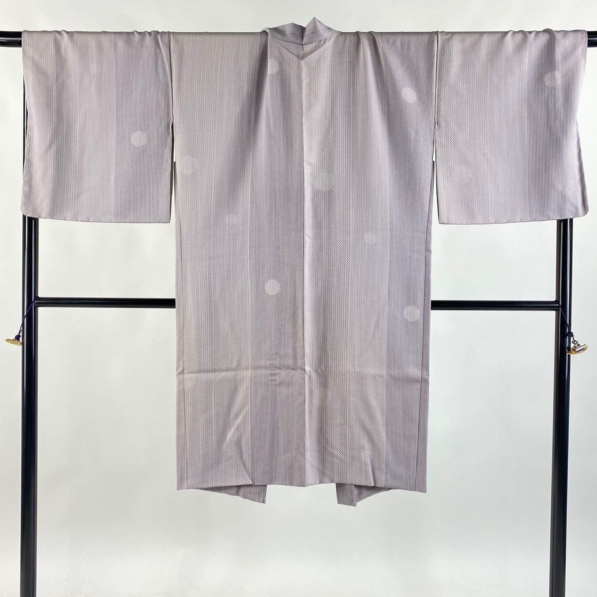 羽織 身丈111cm 裄丈71cm L 幾何学模様 縦縞 薄紫 正絹