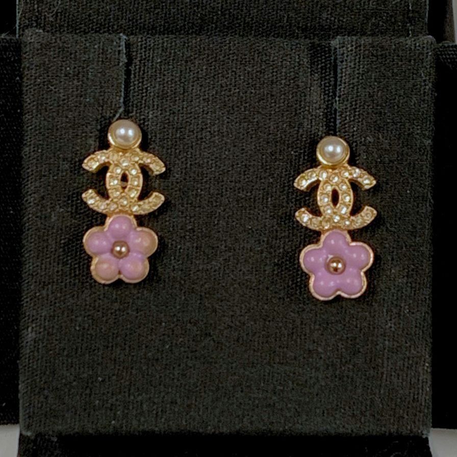 シャネル ココマーク ピアス A21 P ラインストーン×カメリア【AFI12