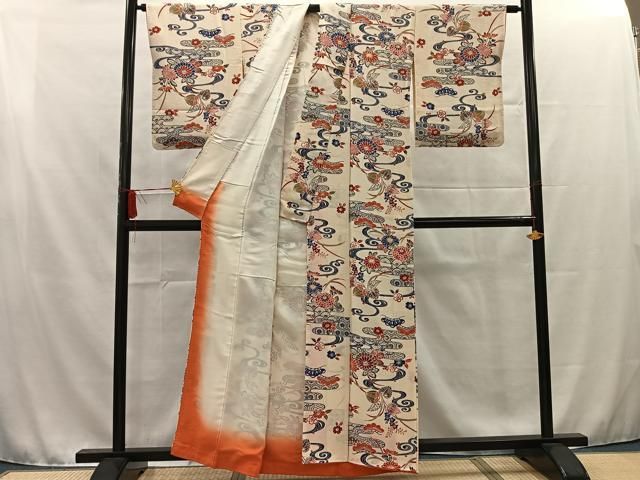 着物 単衣 小紋 正絹 薔薇 麻の葉 平和屋着物○上質な小紋 薔薇 正絹