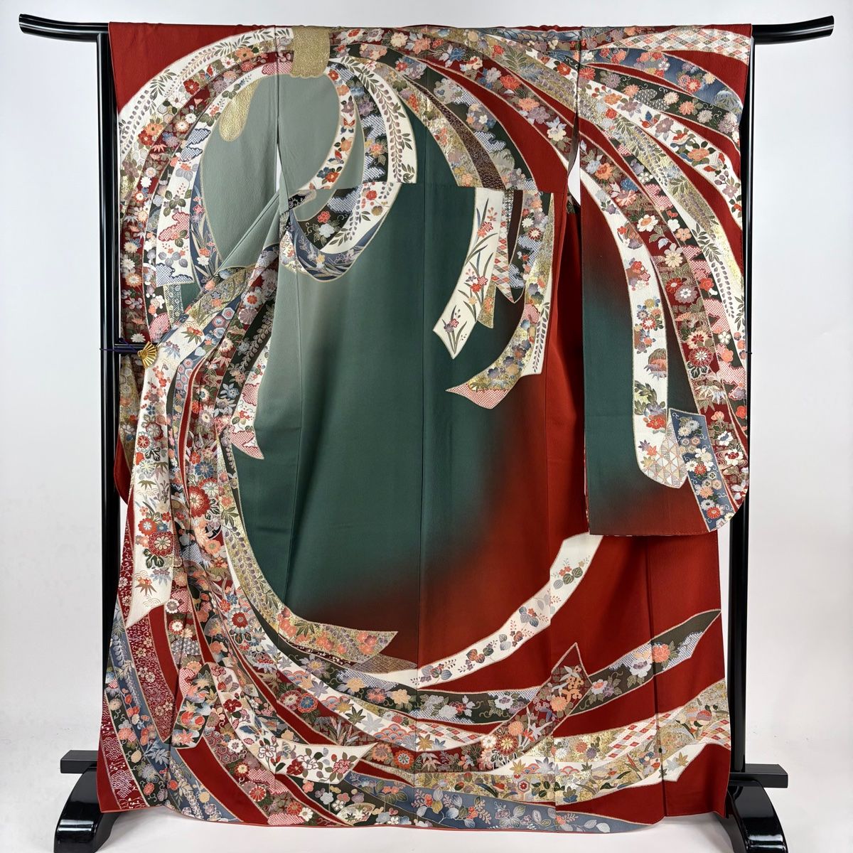 着物　袷　振袖　正絹　身丈166cm 仕付け糸付　美品　未着用品 楽天市場】振袖 身丈165.5cm 裄丈66cm M 袷 橘 鳳凰 金糸 金彩