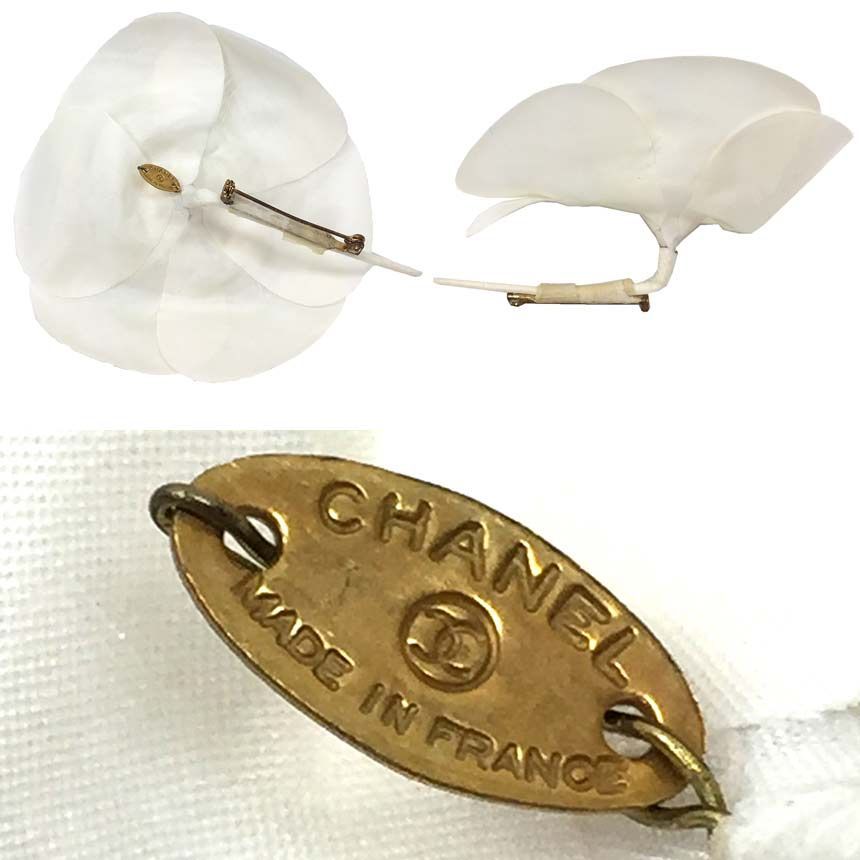 シャネル CHANEL カメリア コサージュ ブローチ 花 白 箱付き