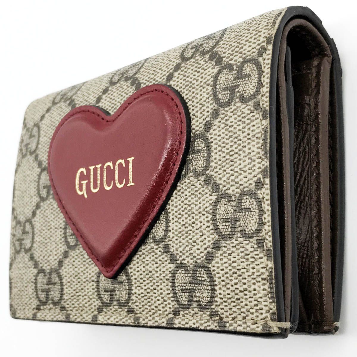 美品 GUCCI グッチ ハート 二つ折り財布 財布 ミニ財布 ベージュ GG柄