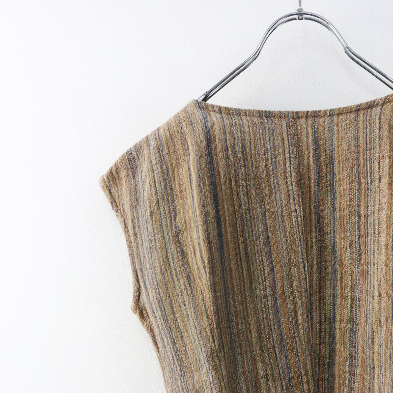 USAATO うさと 手織り 手紡ぎ ストライプ織り 釦開閉 ロング  