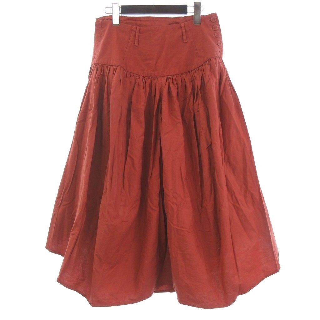 キャピタル kapital ワイドパンツ クロップド 七分丈 リネン混 XS オレンジ