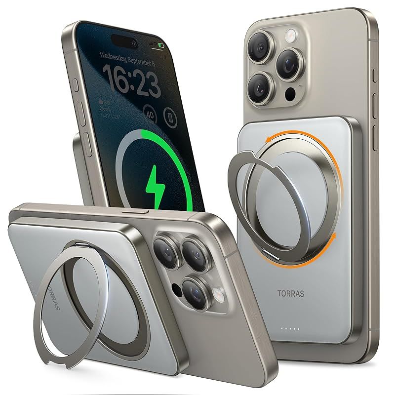 【極薄軽量・Magsafe対応】TORRAS モバイル バッテリー マグセーフ 充電器 軽量 小型 ワイヤレス充電器 マッグネット式 iphone16 携帯充電器 薄型 コンパクト 持ち運び便利 2台同時充電可能 PSE技術