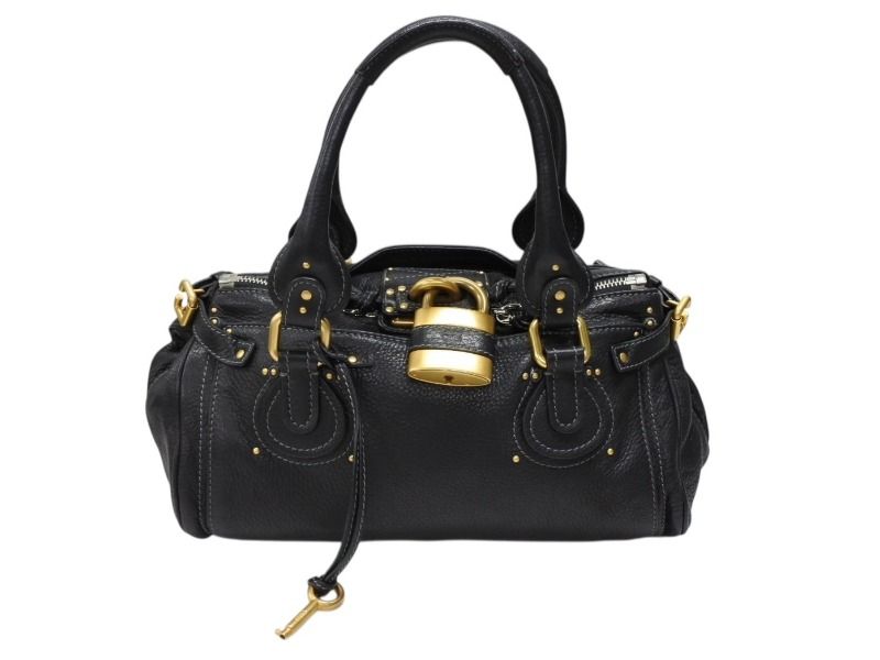 Chloe クロエ ハンドバッグ パディントン ワンショルダーバッグ ブラック レザー B19FG0 ゴールド金具 4b007388