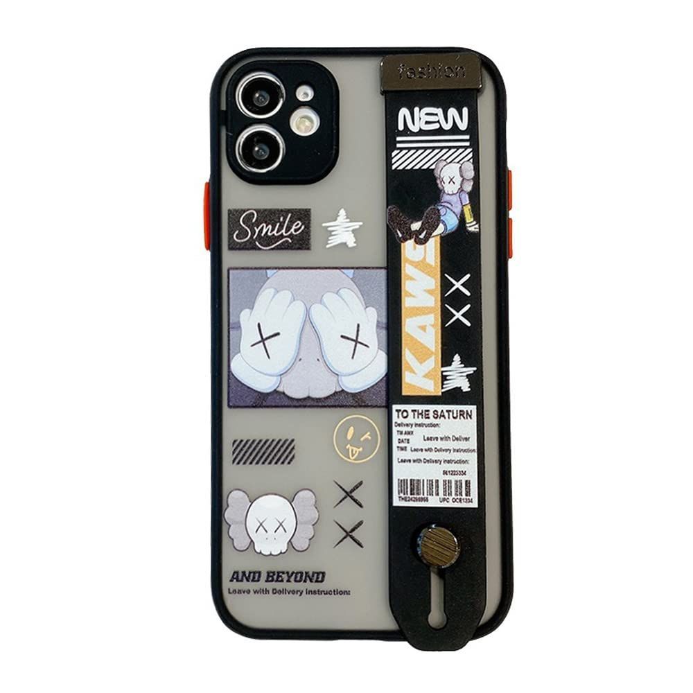 iPhone 13 Pro Max 用 ケース カウズ 可愛い スマホケース リストレット キックスタンド アイフォン 13 Pro Max 用 ケース ストラップ 携帯ストラップ TPU保護カバー スタンド機能