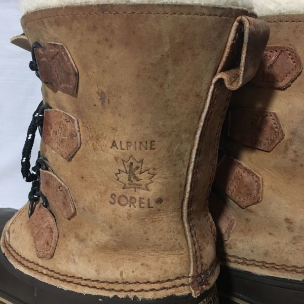 こ326◆カナダ製【SOREL】ビンテージ*スノーブーツ*ソレル*緑/グリーン*レディース*8インチ/25.5ｃｍ 廃盤品 カナダ製 ソレル SOREL スノーブーツ 25cm相当 本革