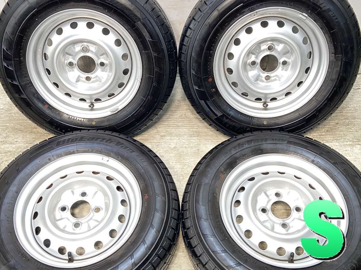 165|80R13 90|88LT ヨコハマ ブルーアース-Van RY55 日産純正 13x5.0 100-4穴 タイヤ サマータイヤ ホイールセット 4本セット s13250421018