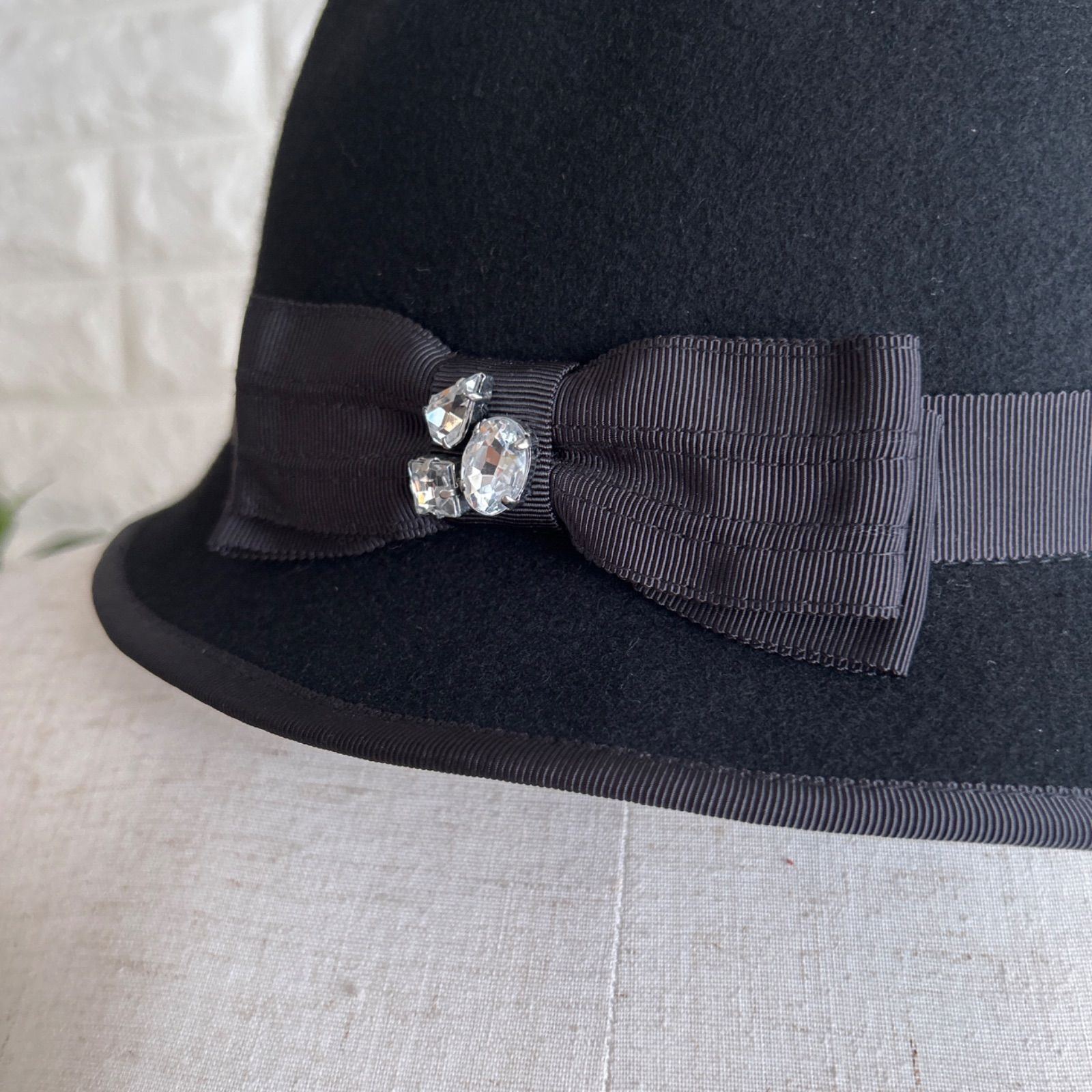 【新品未使用】ランバン コレクション 中折れ ハット ウール リボン フェルト LANVIN sport ランバン リボン ビジュー付き フェルトハット ウール 中