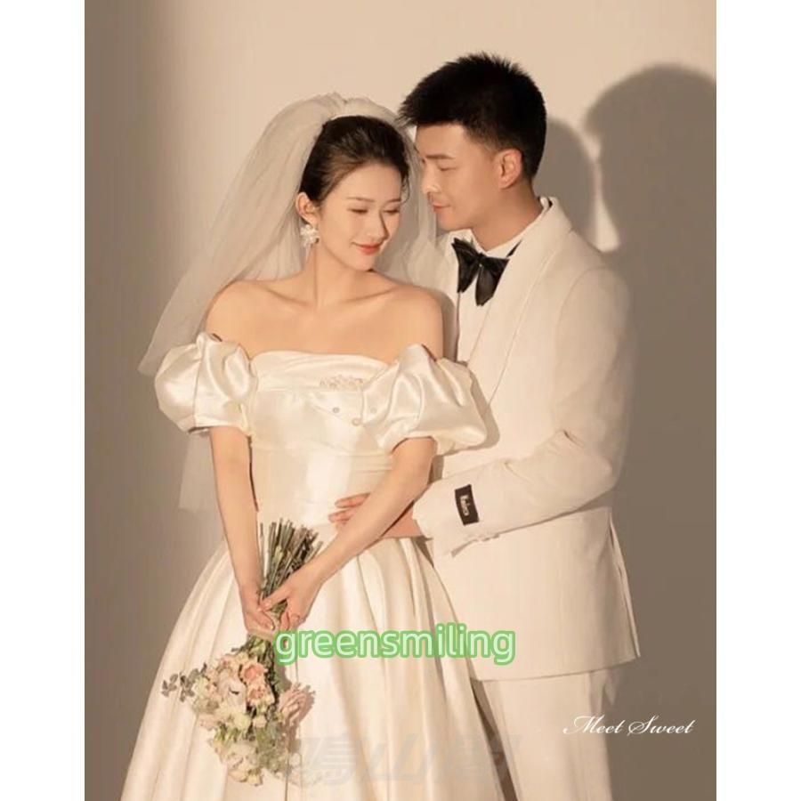 パフスリーブ Aラインドレス