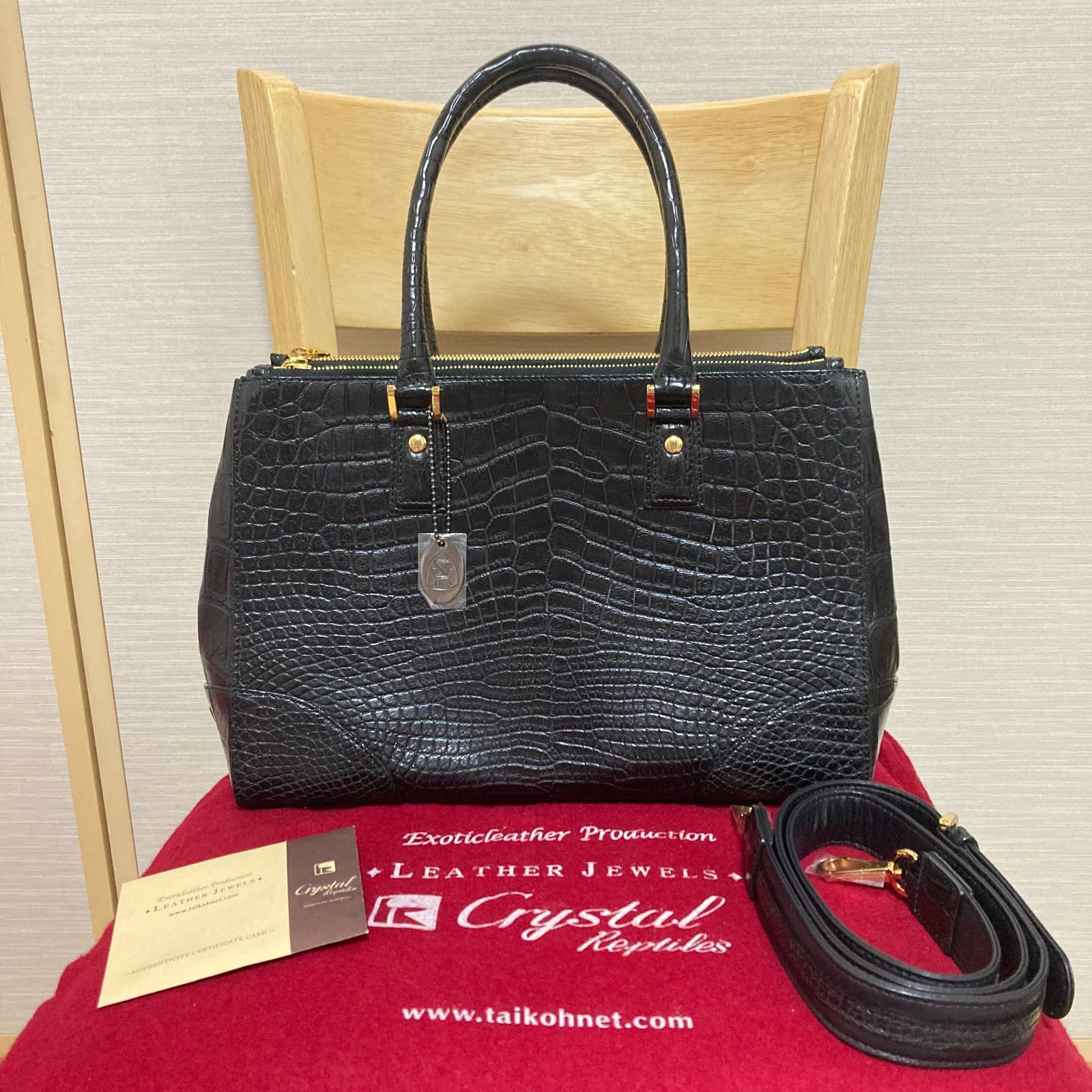 ☆美品☆レザージュエルズ 2way バッグ ワニ革使用 クロコダイル 小高い