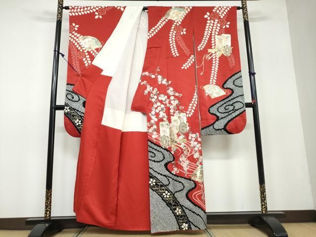 豪華振袖　作家物　絞り　舞花文　暈し染　金彩　着丈167.5cm　正絹 豪華振袖 作家物 絞り 舞花文 暈し染 金彩 着丈167.5cm 正絹