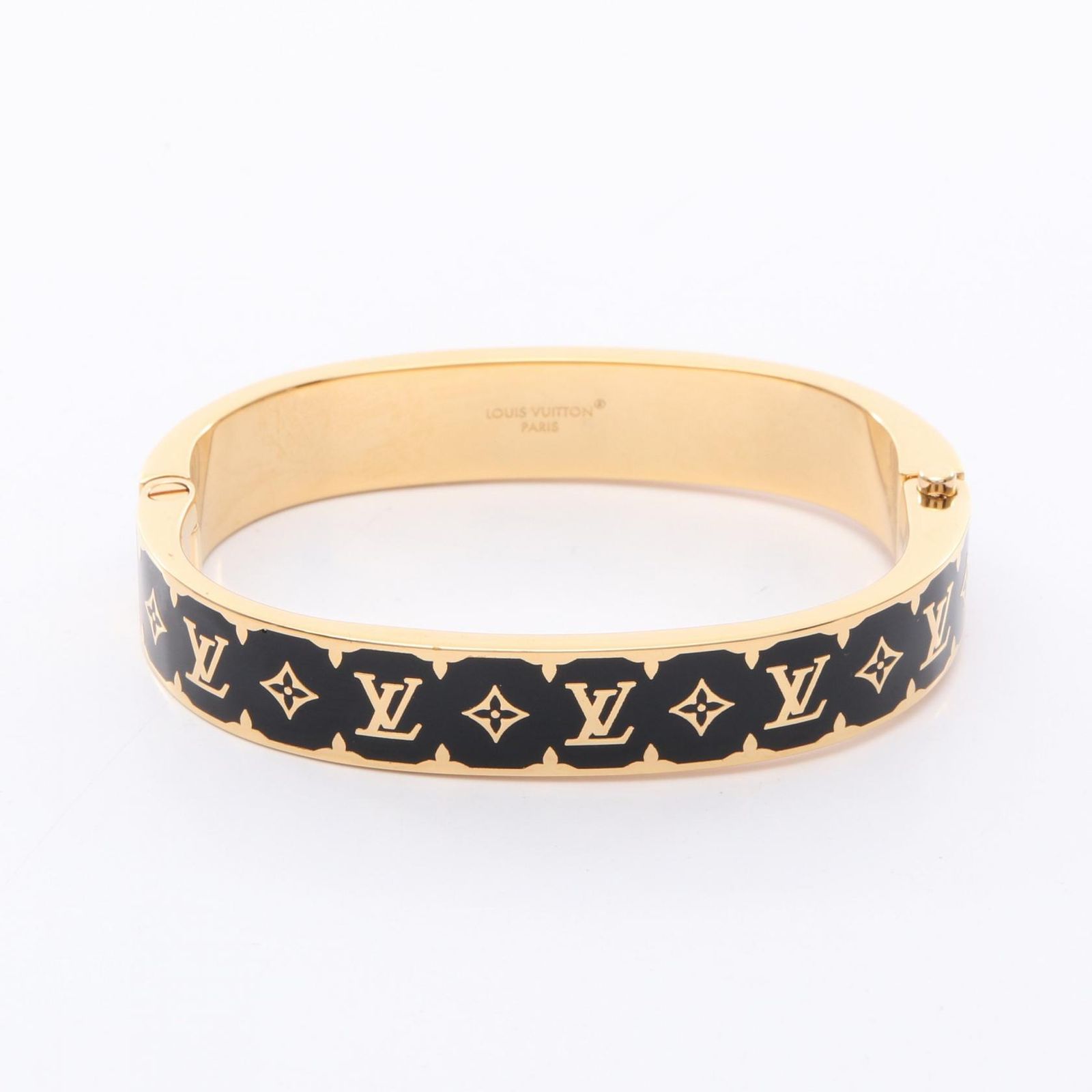 ルイ ヴィトン LOUIS VUITTON バングル ブレスレット ナノグラム エナメル M1576S GP ゴールドメッキ ブレスレット レディース Used A
