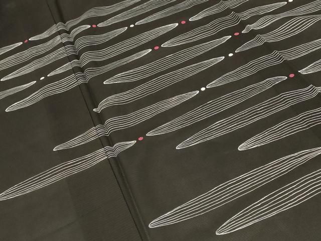 平和屋着物＊夏物 訪問着 絽 横段文 黒地 正絹 逸品 AABB5942st