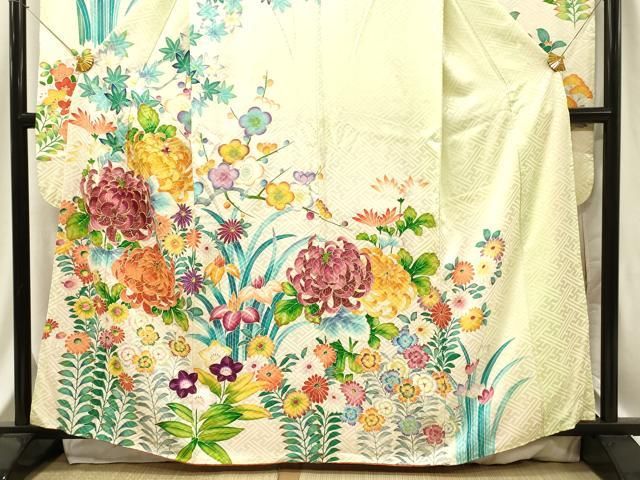 平和屋着物○訪問着 刺繍 草花文 金彩 正絹 逸品 CAAX0839vf 平和屋着物