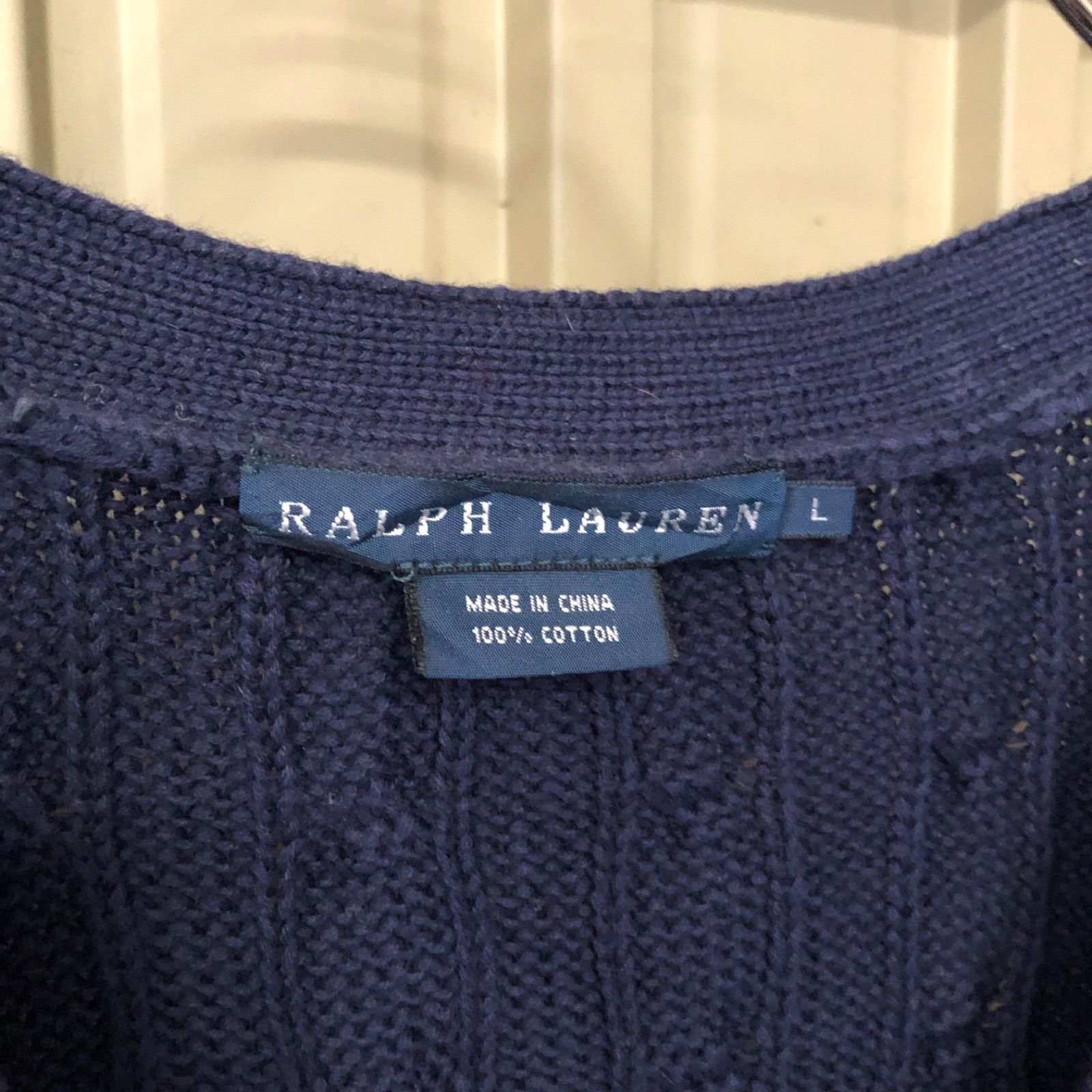 289 Ralph Lauren ケーブルニット 半袖カーディガン レディース L
