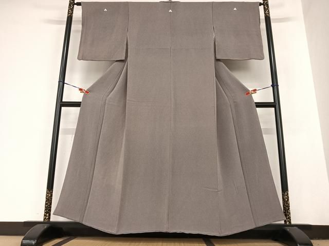 平和屋着物●上質な色無地 鳩羽鼠色 鬼しぼ縮緬 正絹 AABB6372zg