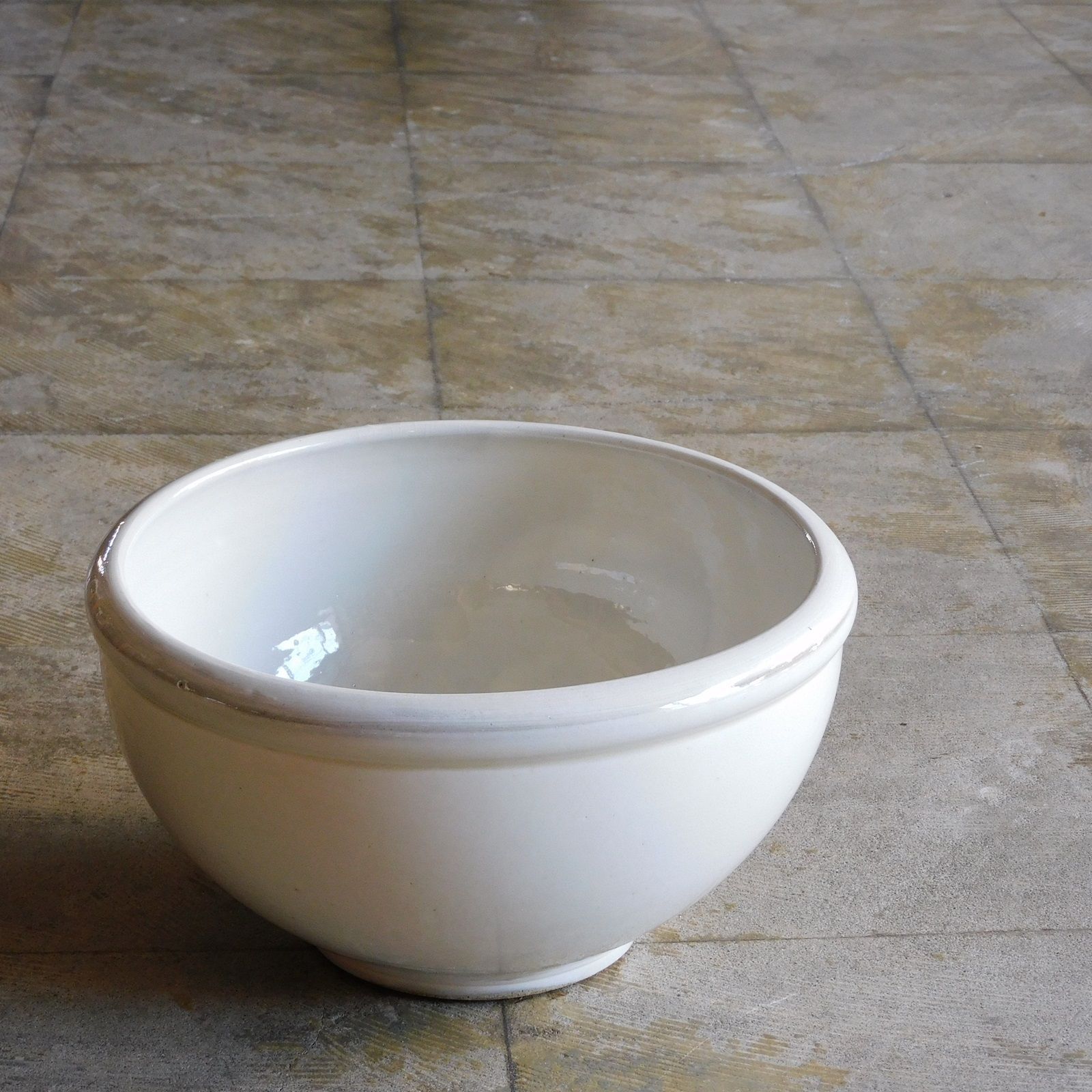 東北民窯　平清水焼　大鉢　白釉　花器　こね鉢　白磁　骨董　アンティーク　李朝 東北民窯 平清水焼 大鉢 白釉 花器 こね鉢 白磁 骨董