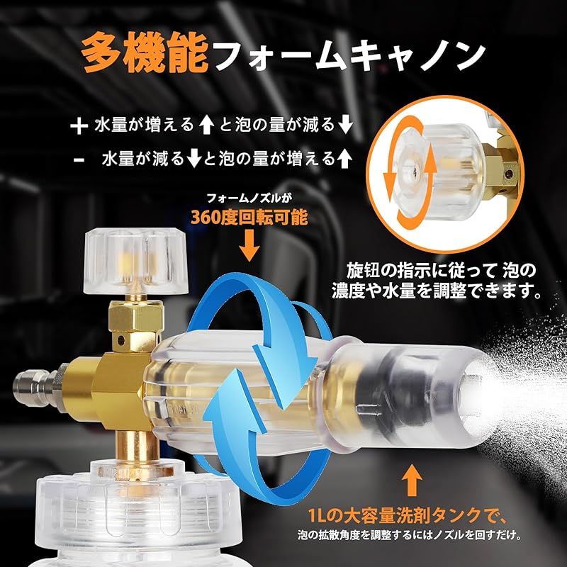 真鍮&アルミ合金のアダプター採用】ankonケルヒャーショートガン ケルヒャーフォームガン洗車 ショートガン ケルヒャー対応 高圧洗浄機ショートガン  高圧洗浄ショートガン ケルヒャーノズル M22 14mm クイックコネクタ ケルヒャーKシリーズ対応 噴 1