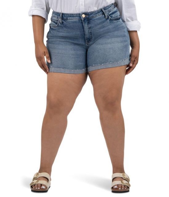 【送料無料】 カットフロムザクロス レディース ハーフパンツ・ショーツ ボトムス Plus Size Jane High-Rise Short Univen Roll-Up Raw Hem Update