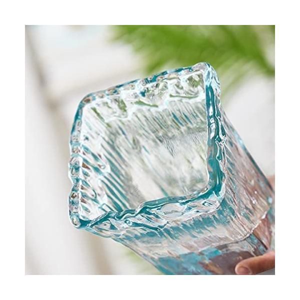 2025，お得 ガラス製花瓶 青と緑のグラデーション