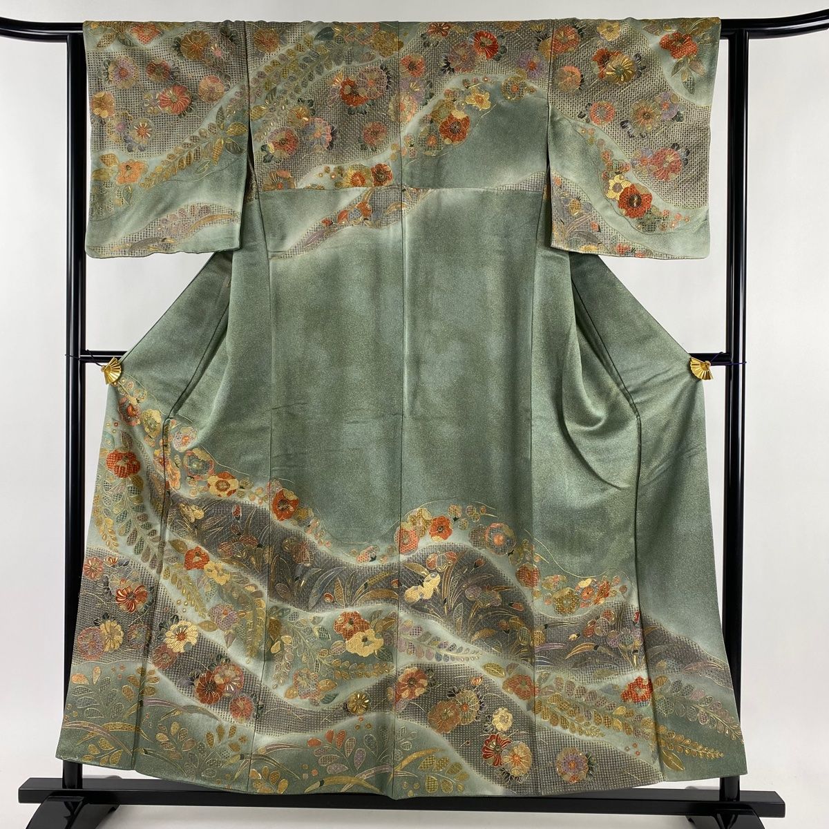 平和屋着物○本加賀友禅作家 押田正義 訪問着 草花文 正絹 逸品