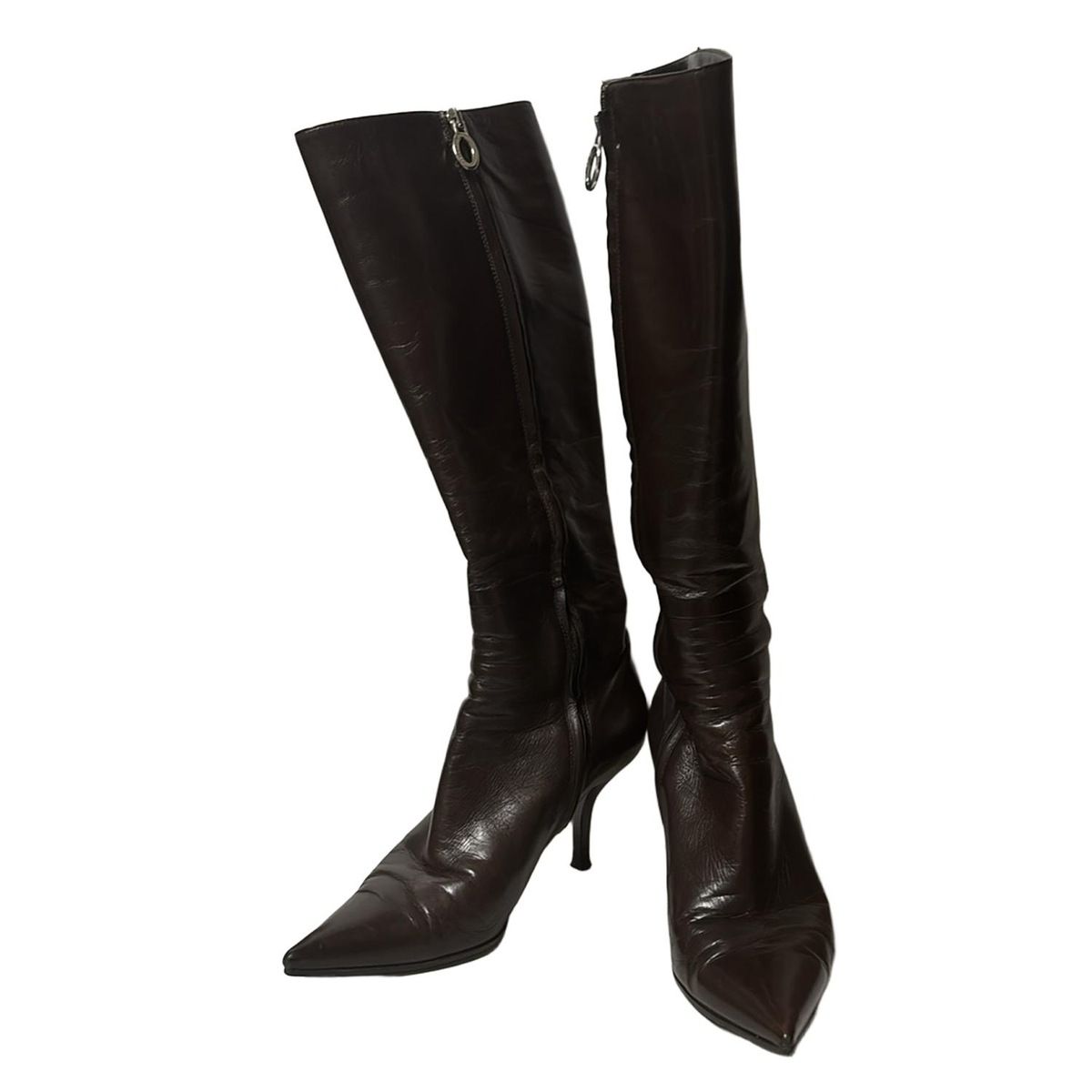 海外通販！ sergio rossi セルジオロッシ ロングブーツ 37 1 2 レディース - ダークブラウン アウトソール張替済 レザー 安い！かわいい！