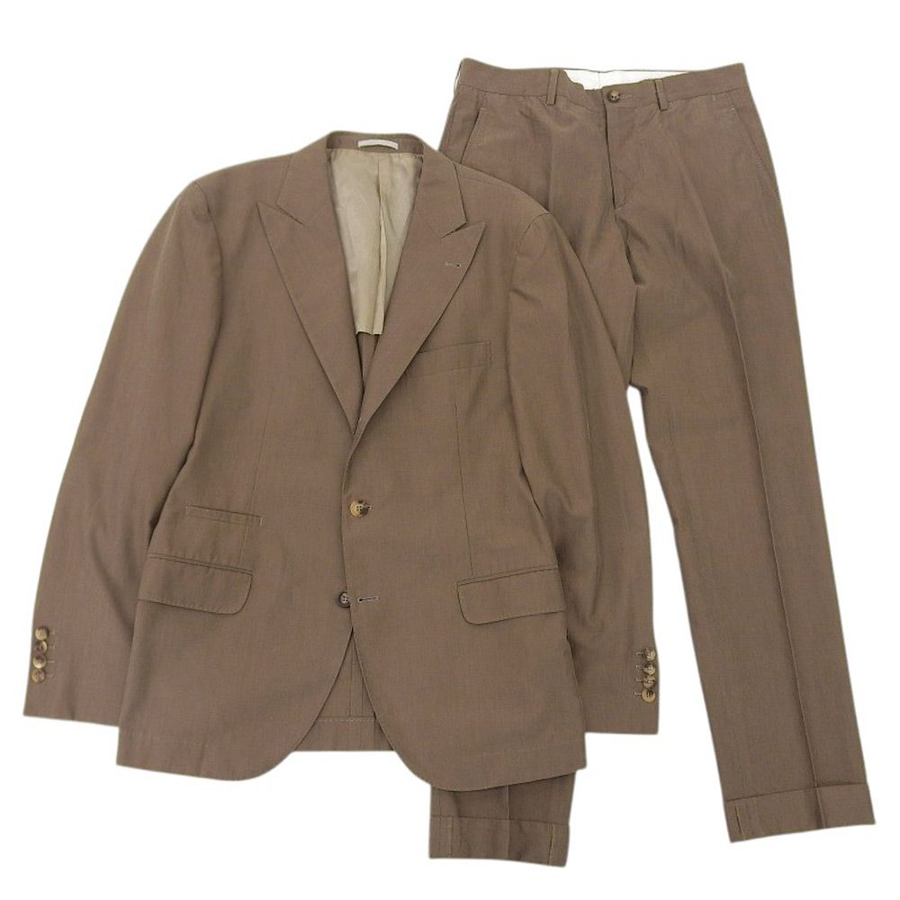 【未使用】ブルネロクチネリ／スーツ／50／ブラウン 美品 Brunello Cucinelli ブルネロクチネリ 段返り 3B テーラード
