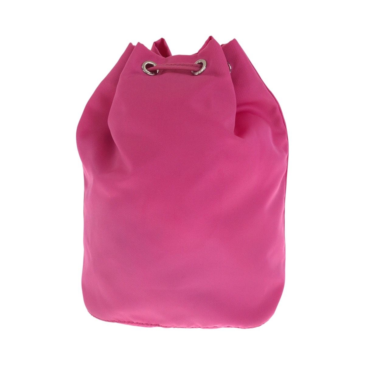 美品 PRADA プラダ 三角ロゴ ピンク シルバー金具 ナイロン 1NE369  