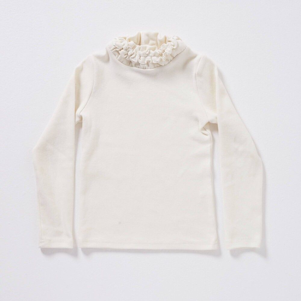 オフホワイト  140cm  ルリハイネックロングT 女の子 キッズ 長袖 Tシャツ ロンT 43152102 長袖Tシャツ カットソー タートルネック ハイネック くしゅくしゅ 無地 おしゃれ かわいい オシャレ 可愛