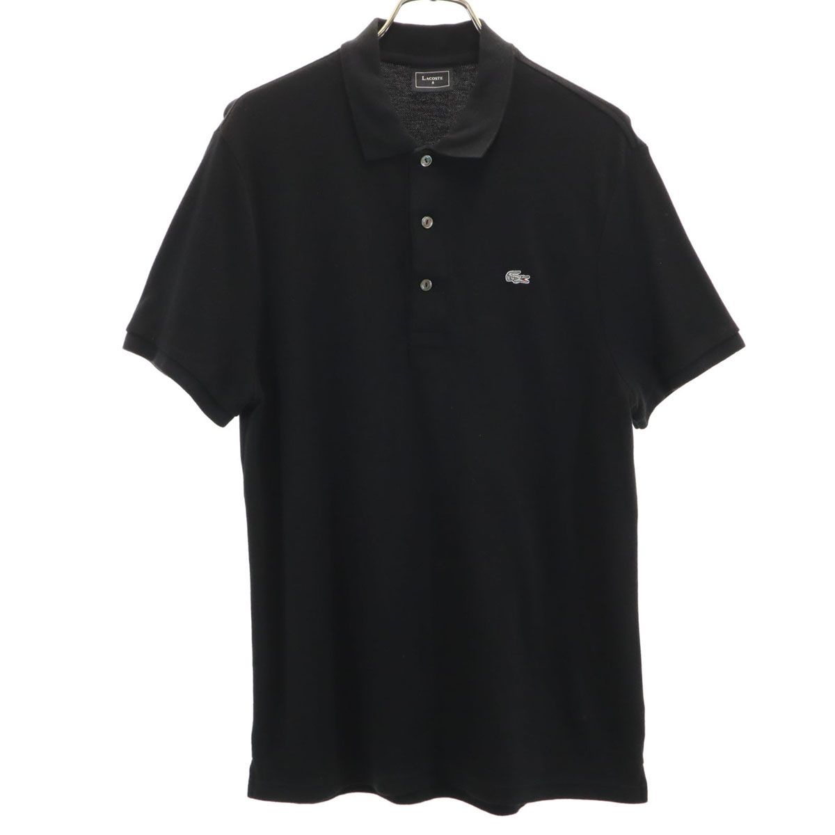 フランス製LACOSTE ポロシャツ ブラック サイズ4 日本製 LACOSTE ポロシャツ ブラック サイズ4（Mサイズ相当