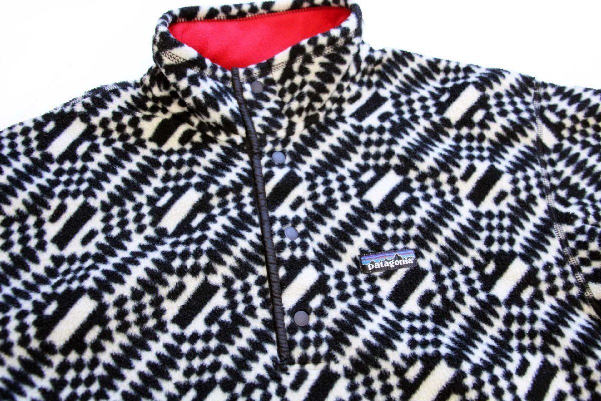 90s USA製 patagoniaパタゴニア 総柄 フリース スナップT KIDS