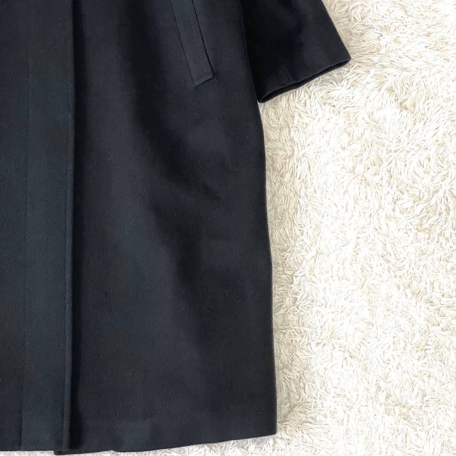 カシミヤ ステン コート 金ボタン 比翼仕立て ブラック M GULLKHAN_COM