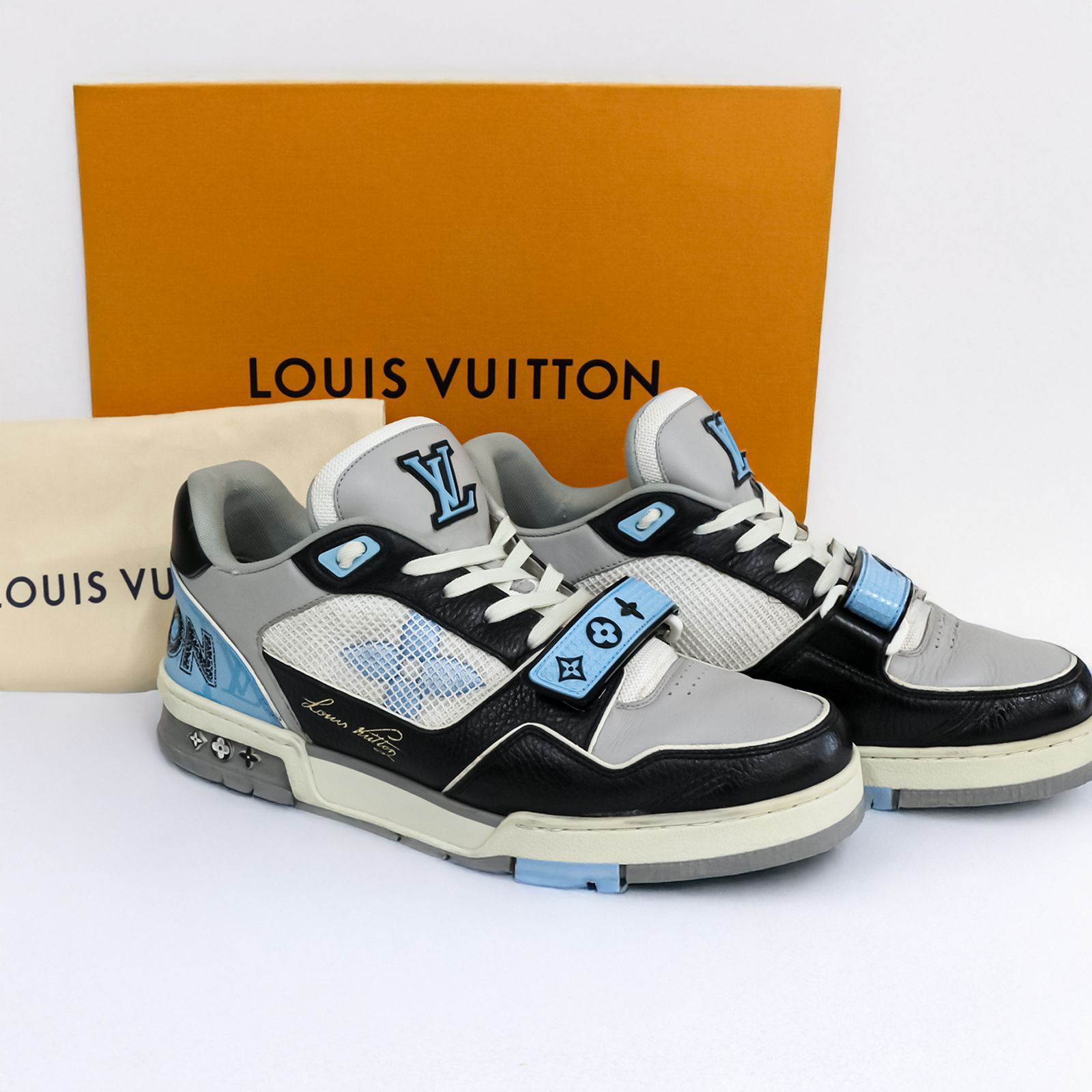 LOUIS VUITTON ルイヴィトン LVトレーナーライン マリーヌ スニーカー 8.5 27cm グレー×水色 1AC50X SN172